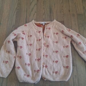 Kids' Pink Cardigan with Red Accents